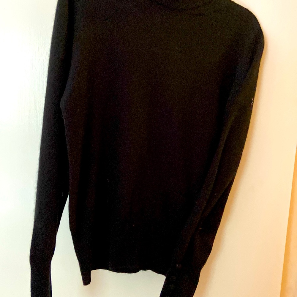 Black lambs wool/angora sweater. Cowl neck medium